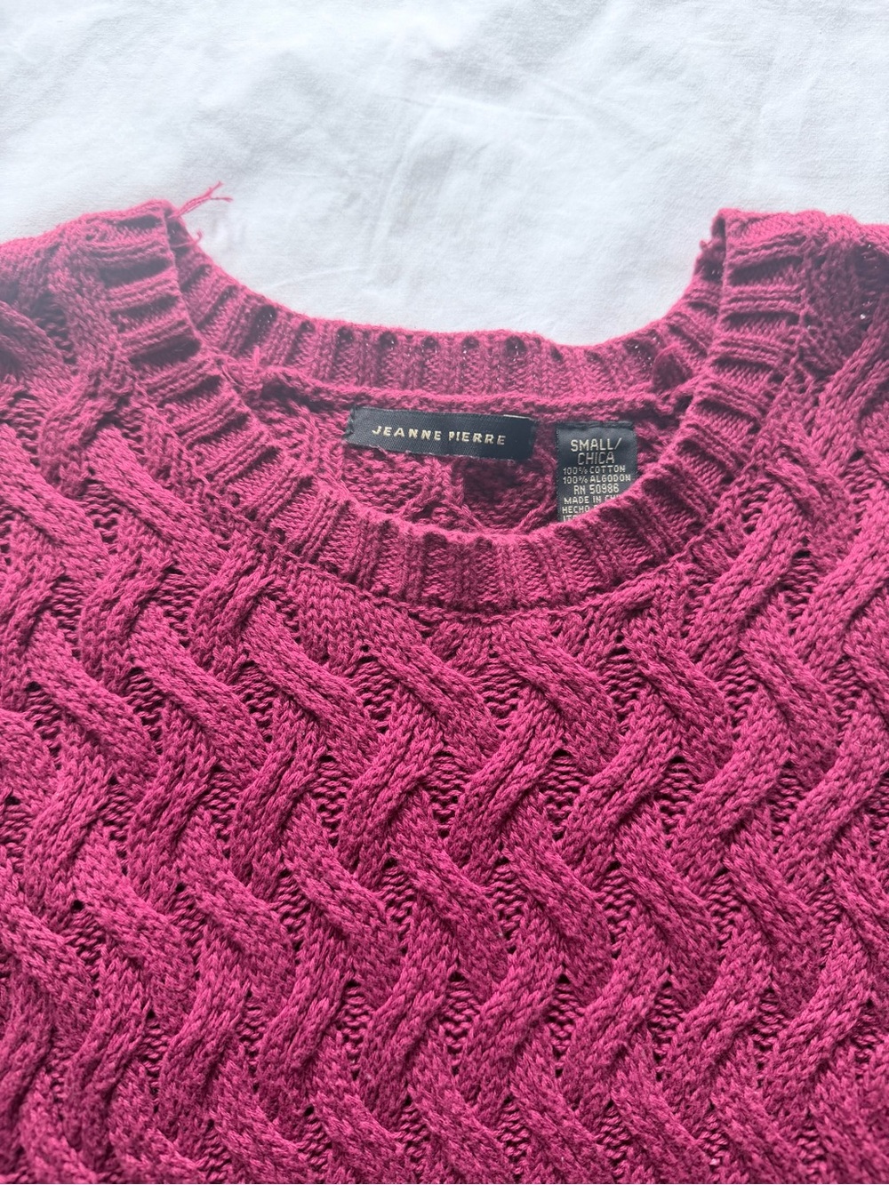 Cable Knit Long Sleeve Sweater - Berry - Picture 3 of 6